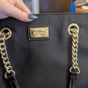 Calvin Klein Black Shoulder Bag with Gold Chain
